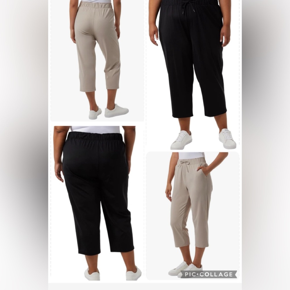 2 pair of 32 Degrees Women's Nylon Lux Capri pants in tan.and Black NWT